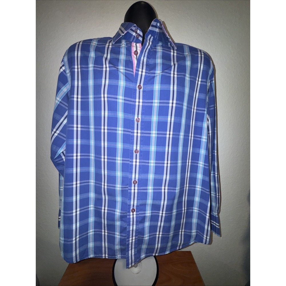Robert Graham Men's‎ Long Sleeve Shirt Size Large Plaid Dinner Button down